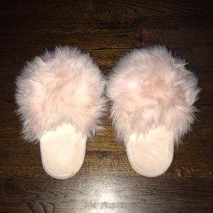 Blush pink fluffy slippers